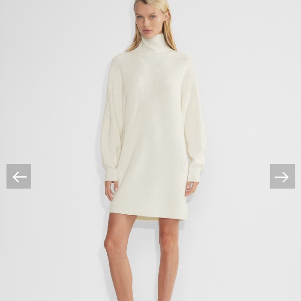 NWT Aritzia Babaton Maclean Turtleneck Sweater Dress Ivory 100% Wool Medium